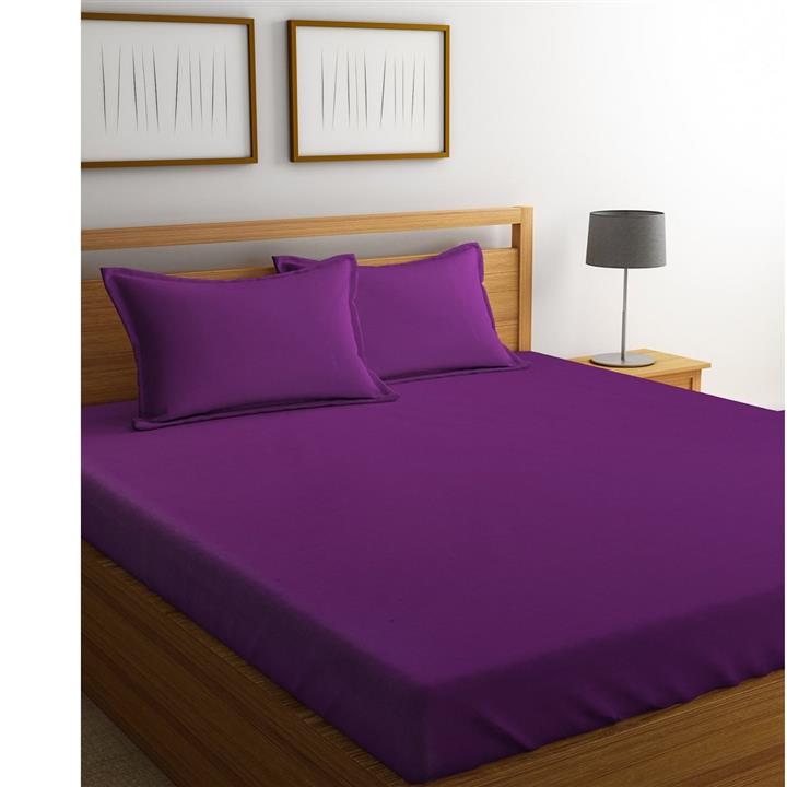 سرویس ملحفه طراحان دیبا مدل Q-plain violetدو نفره 3 تکه